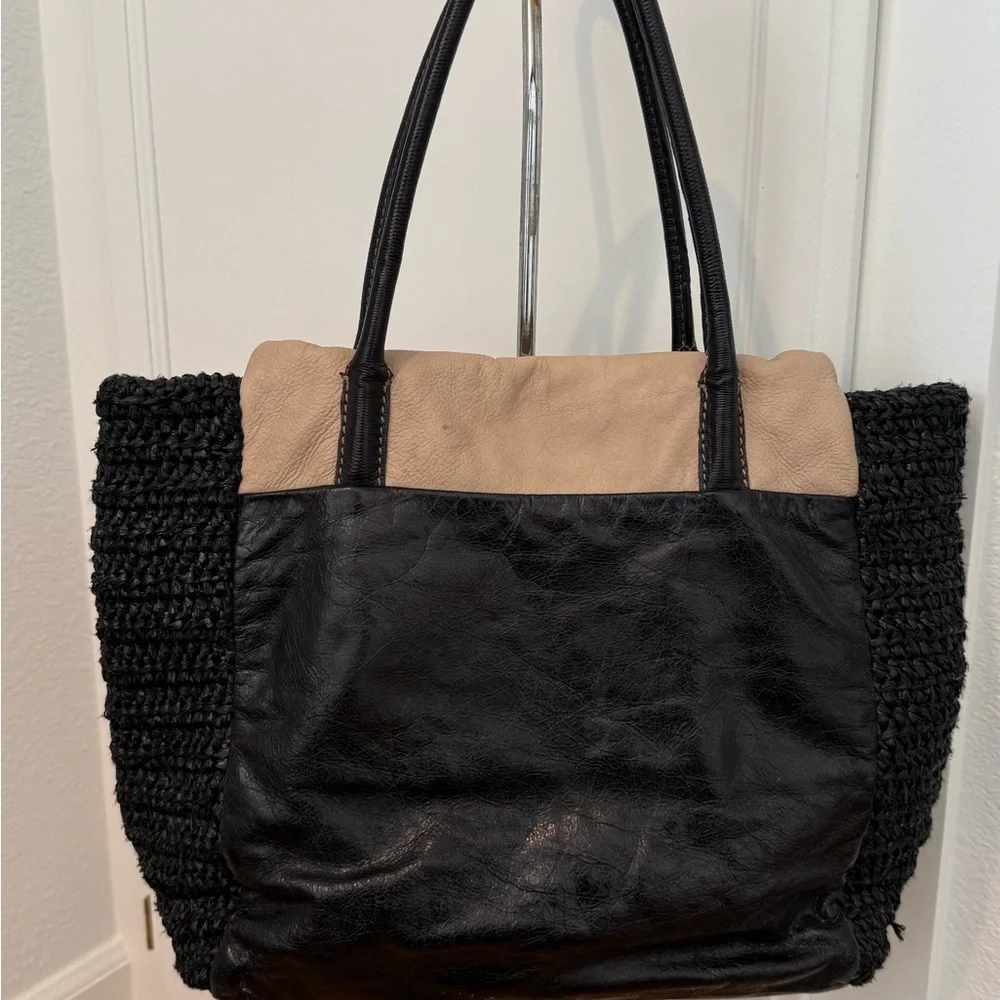 Maliparmi Black, Brown & Beige Woven Tote Bag